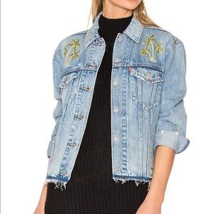 Levi’s Palm Embroidered Denim Jacket in Medium Blue